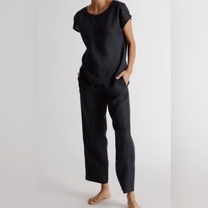 Quince 100% European Linen Set, Black, Size Small